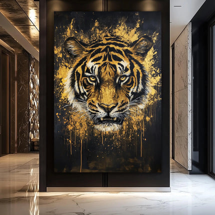 Fox Elephant Eagle Canvas Painting Black Gold Animal Print Poster Luxury Wild Animal Decoration Abstract Modern Gold Home Decor
