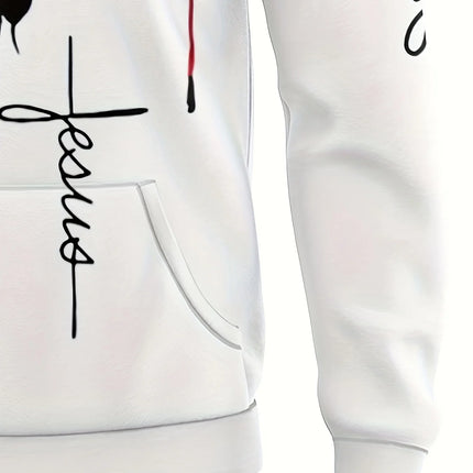 The new men's hoodie for the autumn of 2025 features a casual fashionable and sporty 3D Christ Jesus pattern print
