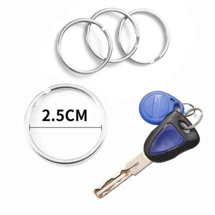 20/200pcs Stainless Steel Key Ring Key Chain 25mm Round Flat Round Split Keychain Polished Metal Blank Circle For DIY Findings
