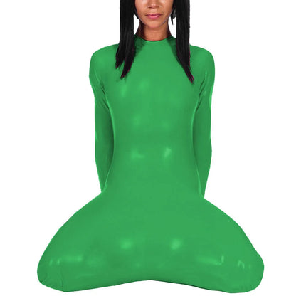 Fetish Long Sleeve Glossy PVC Bondage Bodysuit Mock Neck Wetlook Vinyl Leather Bodycon Romper for Cosplay Outfits Exotic Teddies