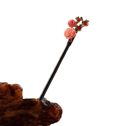 Elegant Chinese Style Wooden Hairpin Imitation Jade Flower Tassel Hair Stick Exquisite Handmade Girls Hair Accessories Hair Clip