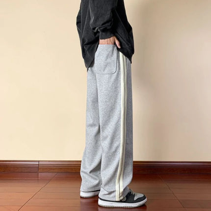 Men's Striped Straight Leg Sweatpants Spring Autumn 2026 New Design Drawstring Casual Sports Joggers for Daily Wear
