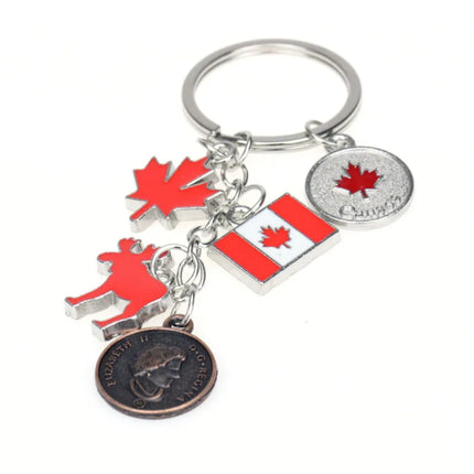 Canada Maple Leaf Flag Map Keychain Pendant Key Ring Fashion Travel Metal Keyring Tourist Souvenir Jewelry Gift for Men Women