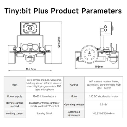 Yahboom Tiny:bit Plus Microbit Robot Car With ESP32 WiFi Camera Module Support APP FPV Control Programmable Toy Kids Coding
