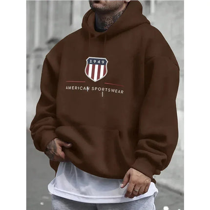 2025 Men's Hoodie Warm Men's Sweatshirt Fashion Street Casual Men's Loose Cool 1949 Printed Pullover  Hoodie