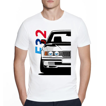Vintage Cool Automotive Love E30 E32 Car Classic Print T-Shirt men Boy Casual BW Harajuku Hip Hop streetwear Old-school tops