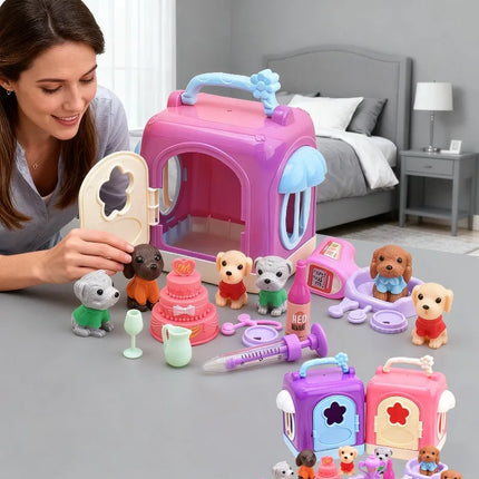Cute Dog Toy Set Baby Dog Doll Toy Scene Game Parent Child Interactive Play Puzzle and Early Education Toys Baby Gifts