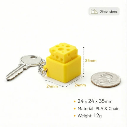 Cheese Clicker Fidget Keychain, Cheese Keyboard-Style Sensory Toy for Stress Relief, Anxiety & ADHD, Decompression Gift for Kids