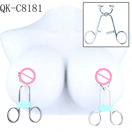 QKKQ Handheld Stainless Steel Nipple Clamp Nipples Stimulator Sexy Tools Teat Bondage For Women Couple Intimate Game BDSM Toys