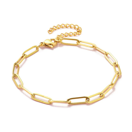 5pcs/Lot 17-22cm Stainless Steel Paperclip Cross Link Chain Bracelet Women Handmade DIY Charm Fashion Jewelry Making