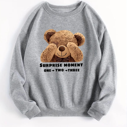 CLoose Sweatshirt Casual Long Sleeve Women Autumn and winter  Cartoon Bear Comfortable Pullover Crewneck Loose Female Clothes