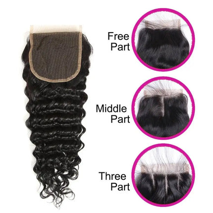 4x4 HD Transparent Lace Closure Human Hair Straight Body Wave Deep Wave Kinky Curly Lace Closure Preplucked With Baby Hair
