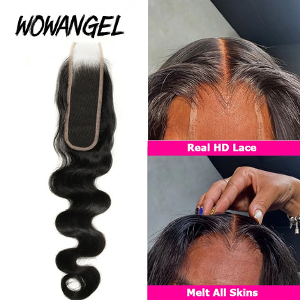 2x6 HD Lace Closure Only Body Wave Human Hair Pre Plucked Skinlike Deep Parting Kim K Closure Invisible Swiss Lace Remy Hair
