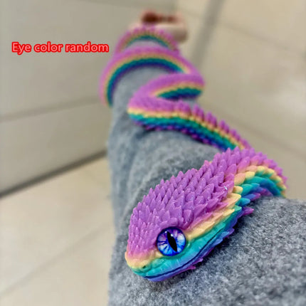 3D Printed Snake Action Figure Articulated Bush Viper Toy-Dragon Snake Integrated Joint Mobility Statue Ornament Home Decor Gift