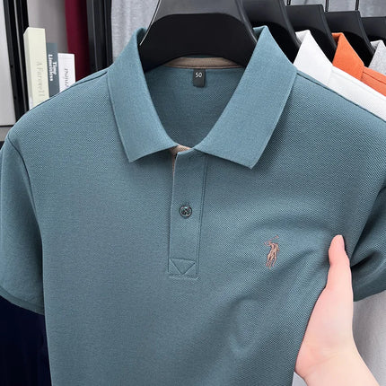 100% pure cotton men's short-sleeved polo shirt, hot-selling summer fashionable horse logo embroidery classic Paul casual T-shirt