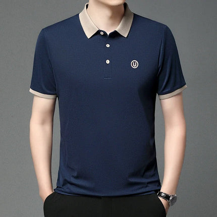 2024 Men's New Embroidered Cotton Business Casual Short Sleeve POLO Shirt Fashion Short Sleeve Comfortable and Breathable Top