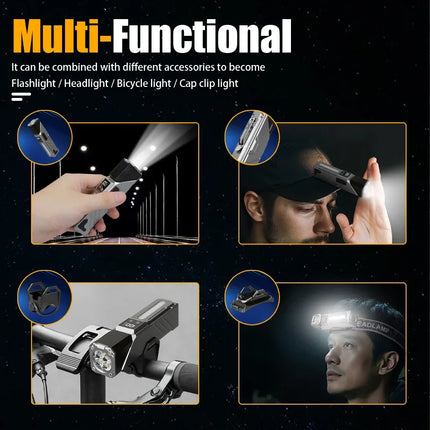 Portable LED Handheld RGB Flashlight Rechargeable EDC Pocket Clip Light with Magnet Waterproof Outdoor Camping Fishing Torch