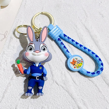 Zootopia Keychain Set Judy& Nick Wilde PVC Figure Keychain, Disney Movie Character Key Ring, Animal Cartoon Bag Charm Gift