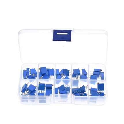50pcs/lot 3296W Multiturn Trimmer Potentiometer Kit High Precision 3296 Variable Resistor With Free Box electronic diy kit