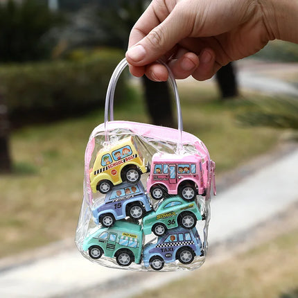 6Pcs/set Pull Back Car Toy Set Mini Inertial Engineering Vehicles for Kids Cartoon Cute Style Play Vehicles Children Gifts TMZ