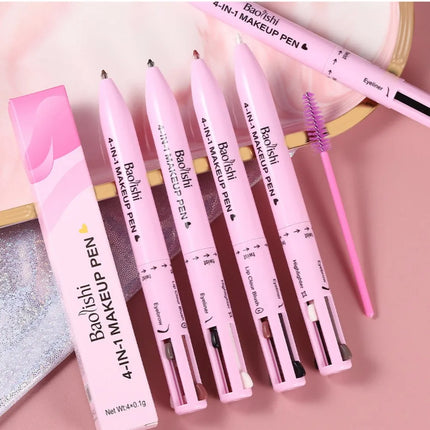 4 in 1 Multi-function Makeup Pen, Compact Travel Eyeliner, Lip Liner, Eyebrow Pencil, Highlighter Eyeshadow Pen