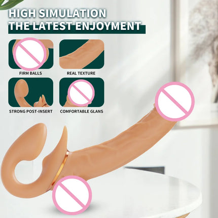 Strapless Strap-on Telescopic Dildo Vibrator Double-heads Vibrating G-Spot Stimulator Big Penis Adult Sex Toys For Women Lesbian