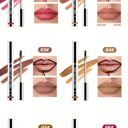 6 Color Peel Off Lip Liner Matte Waterproof Lip Gloss Long Lasting Transfer Proof Nourishing Formula for Comfortable Wear Beauty