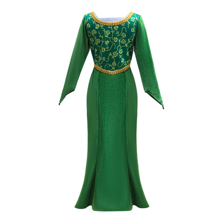 Kids Fiona Green Princess Dress Girls Halloween Carnival Cosplay Long Sleeved Outfits Children Charm Birthday Party Clothing