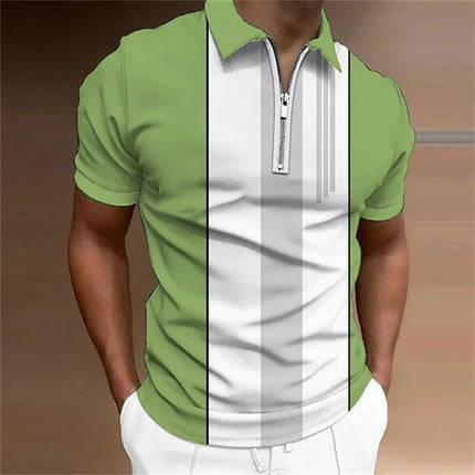 Men's Tops Polo Golf Men's King Print T Shirt High Quality Turndown Short Sleeve Zipper Pullover Original Golf Wear Men Clothing