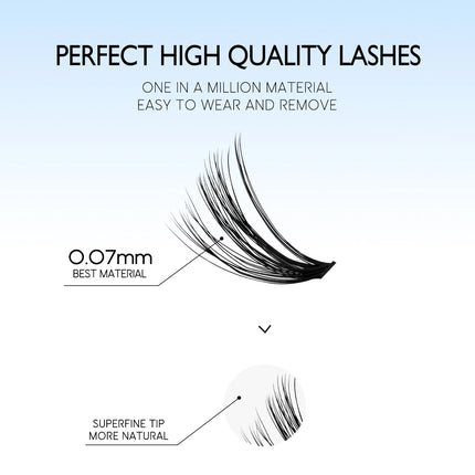 GROINNEYA DIY Lash Extension Kit Individual Lashes Cluster Mix Eyelashes Full Set Lashes Kit with Lash Bond and Seal At Home