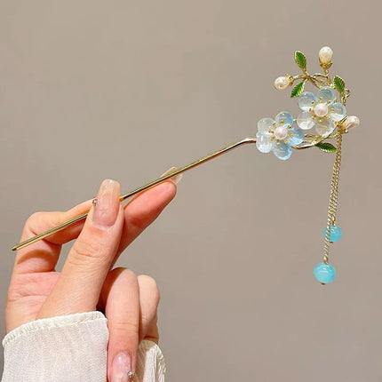Charm Metal Hairpins Retro Antique Tassel Phoenix Student Pearl Rhinestone Butterfly Hair Stick Jewelry Wedding Hair Accessories