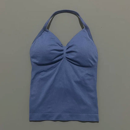 HISTELLO Impact Longline Strappy Top Sports Yoga Vest Women Fitness Tank Top Gym Beautiful Open Back Bra Running Workout Halter