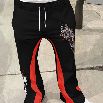 Y2k Flared Pants Men Loose 3D Print Trousers Casual Sweatpants Mid Waist Sporty Female Clothes Streetwear Hip Hop Vintage Pants