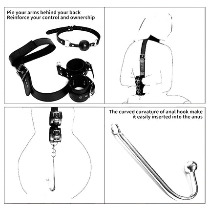 Anal Hook Backhand Buttonhole Plug Metal Rear Anal Porn Bondage Tail Butt Plug Erotic HandCuffs Mouth Gag BDSM Bondage