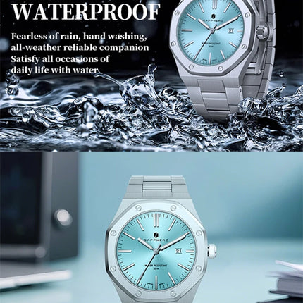 SAPPHERO Fashion Men's Watches Stainless Steel Business Watches Men's Waterproof Date Display Watches for Men