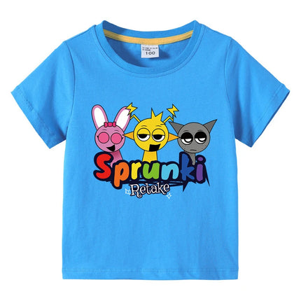 Cartoon Sprunki T Shirt Kids Incredibox Cotton T-shirts Toddler Girls Short Sleeve Tops Boys Summer Clothes Children's Clothing