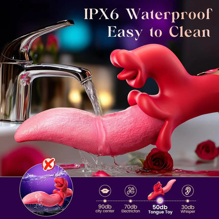 Pink Tongue Rabbit Stimulator 360 Degree Swing Design 9 Licking 9 Vibration Modes Soft Silicone USB Charging Private Sex Toy 18+