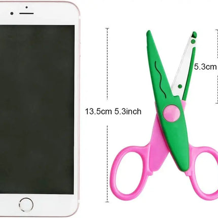 Cute Decorative Lace Scissors Set Safety Art Craft Scissors for Student DIY Album Paper Cutting Perfect Back to School