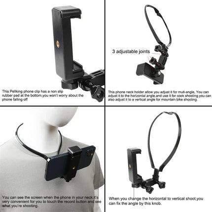 Hands Free Wearable Neck Mobile Phone Stand Universal Hanging Tripod Suporte for IPhone GoPro Go Pro Video Selfie Stick Holder