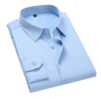 Spring New Men's Classic White Shirt Long Sleeve Plus Size Business Casual Shirt Work Korean Style Slims Smooths Your Silhouette