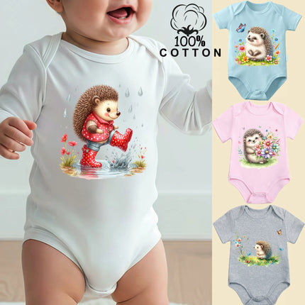 100% Cotton Bodysuit Retro Hedgehog Likes Rainy Day Onesie Comfortable Cloths for Baby Jumpsuit for 0 To 12 Months Newborn