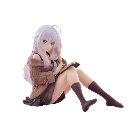 Wandering Witch: Elaina Figure, Casual Knitwear Sitting Pose Anime Figure, Collectible PVC Model Doll, Desktop Ornament Gift