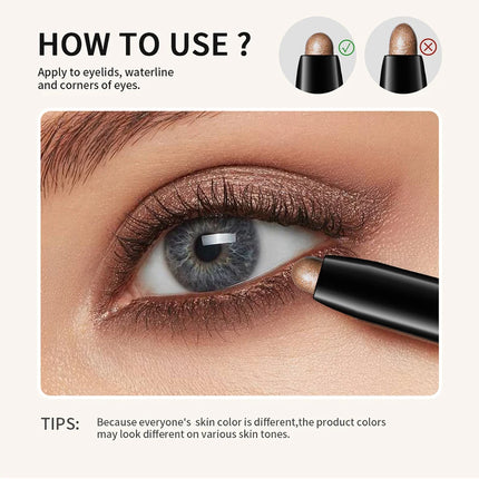 10 Colors Longwear Crease-proof Eyeshadow Pencil Stick Lasting Glitter Shimmer Matte Eye Shadow Highlighter Pen Eyes Makeup Too