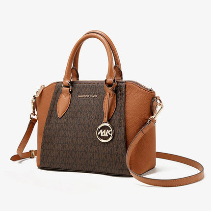 MK Genuine Leather Tote Bag 2025 - Women's Color Block Crossbody Handbag