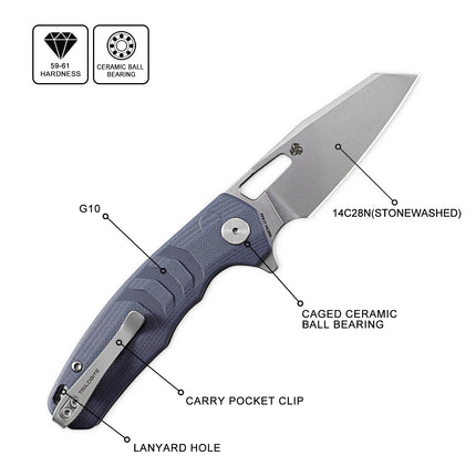 Petrified Fish PFE17 Trilobite Folding Knife 14C28N Blade Handle G10 Foldable Pocketknives Fishing Survival Tool Outdoor Camping
