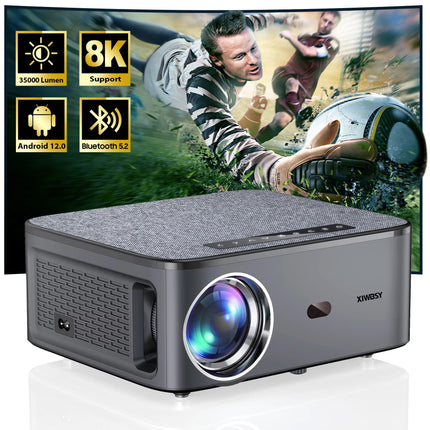 XIWBSY 2025 New T08 Projector 35000Lumens Moive Daylight Projector Android 12.0 Smart Proyector 8K Decode AutoFocus Projector