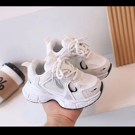 Kids Casual Sports Shoes with Thick Soles Boys Girls Fashion Versatile Sneakers 2024 New Children Mesh Breathable Running Shoes