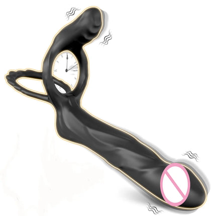 Double Penetration Cock Ring Anal Plug Dildo Vibrating Butt Plug Vibrator For Men Strap On Penis Erotic Sex Toys For Couples