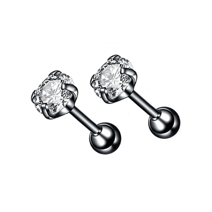 3-8mm Small Black Silver Color Earrings Stone CZ Crystal Ear Studs Surgical Steel Cubic Zirconia Helix Earring Women Accessories
