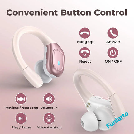 Sport Bluetooth 5.3 Earphones Earhook Headphones IPX7 Waterproof Wireless Earbuds 75 Hrs with LED Power Display Physical buttons